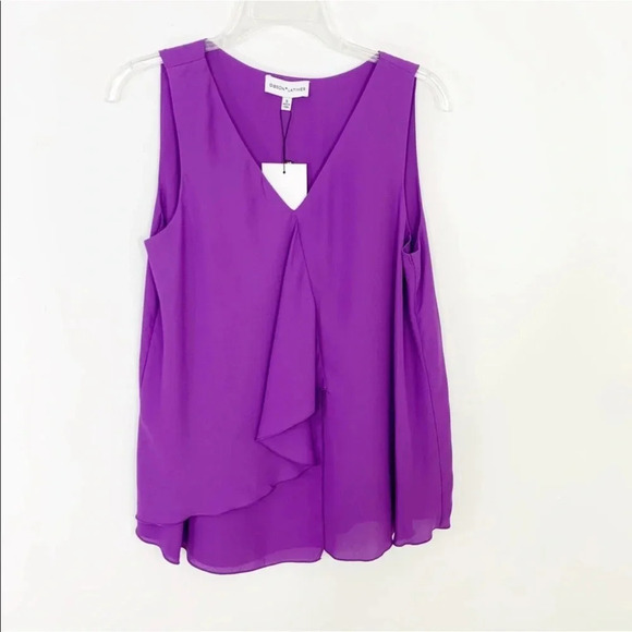 Gibson Latimer Sleeveless Ruffle Layered Front Top Purple Size S NWT - Picture 2 of 10